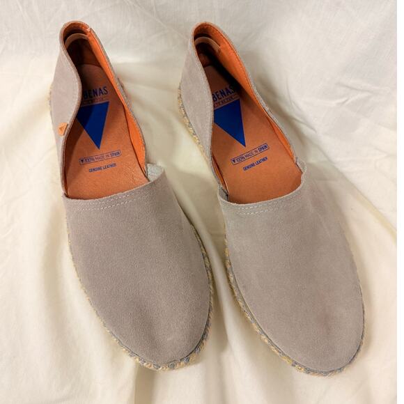Verbenas Carmen Soft Suede Leather Taupe Slide On D'Orsay Espadrille Flats EU 41 - Picture 1 of 5